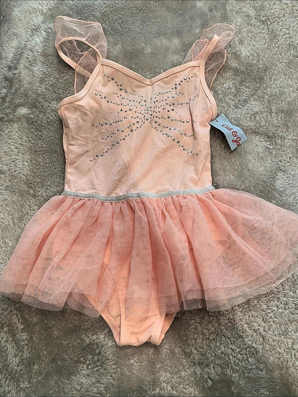 Cat & Jack Girls Pink Rhinestone Tutu Romper Size Medium (8)